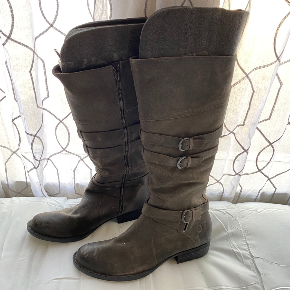 Brown Leather Knee High Boots, Born Boots